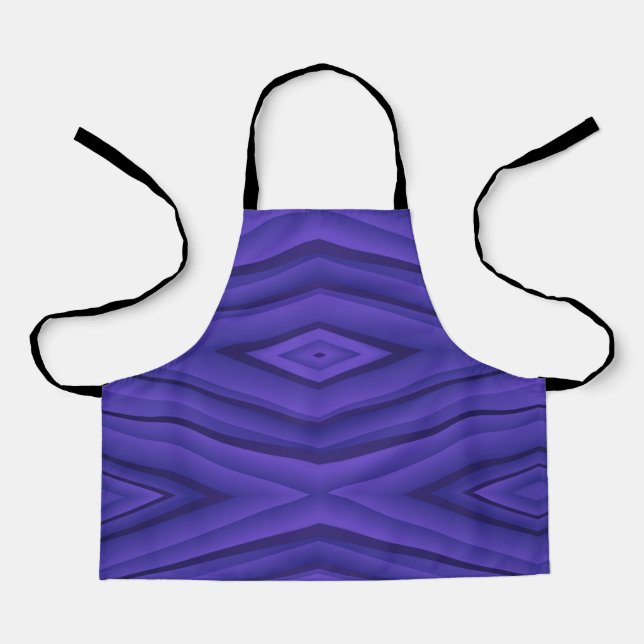 A purple and black geometric-patterned apron (Front)