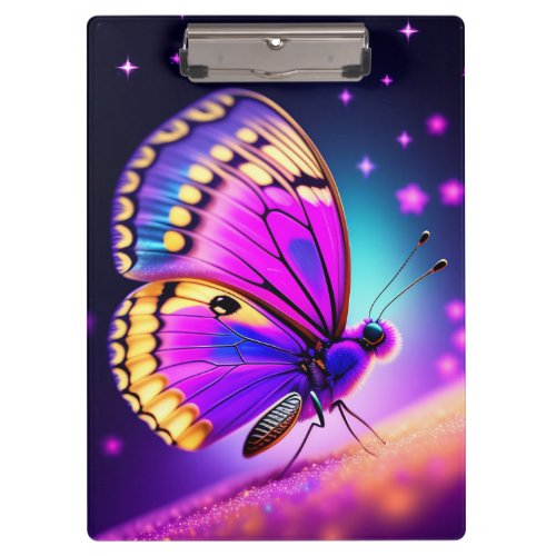 a purple and pink butterfly clipboard