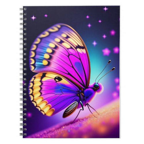 a purple and pink butterfly notebook