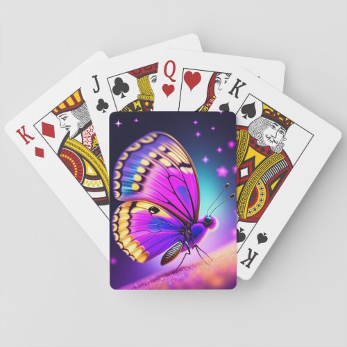 a purple and pink butterfly poker cards