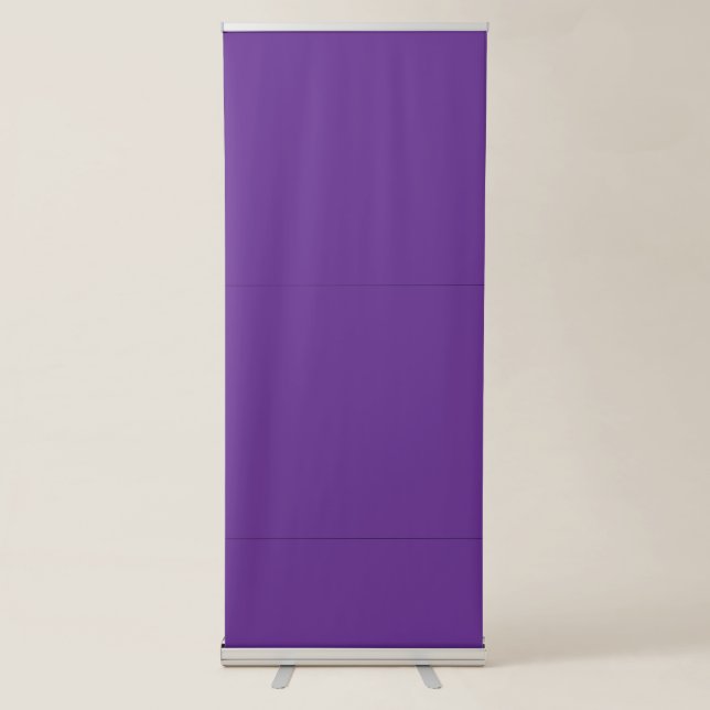 a purple background with a retractable banner (Front)