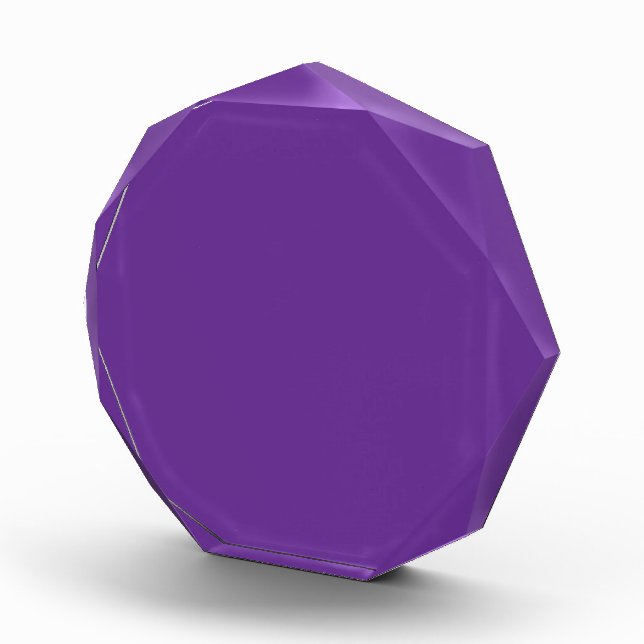 a purple background with a white border acrylic award (Right)