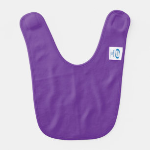 a purple background with a white border baby bib