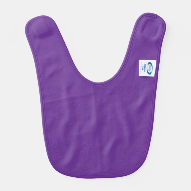a purple background with a white border baby bib (Back)