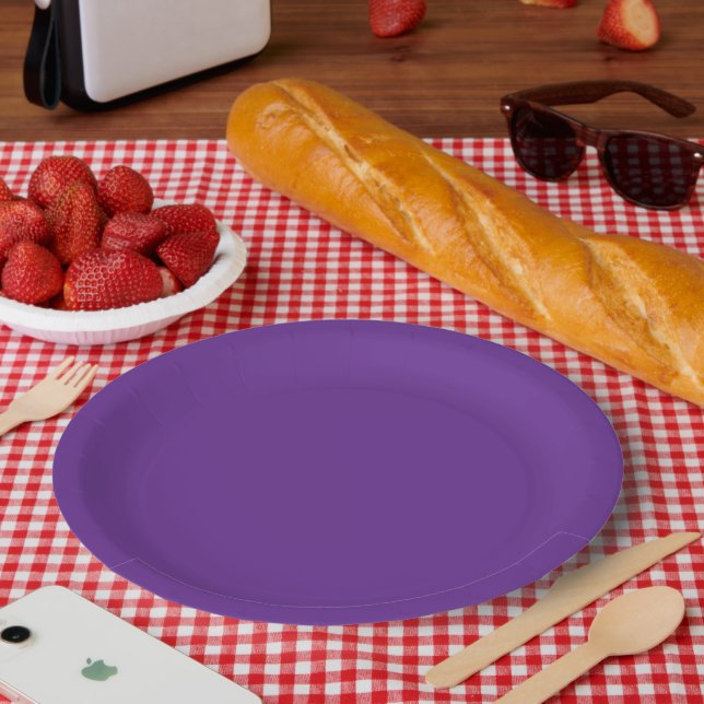 a purple background with a white border paper plates (Picnic)