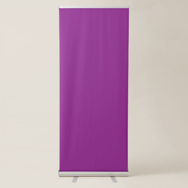 a purple background with a white border_ retractable banner (Front)