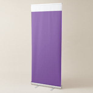 a purple background with a white border retractable banner