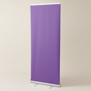 a purple background with a white border retractable banner
