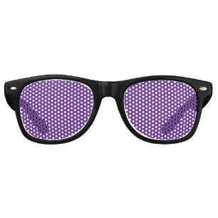 a purple background with a white border retro sunglasses