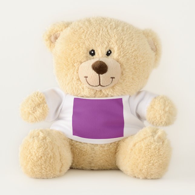 a purple background with a white border teddy bear (Front)