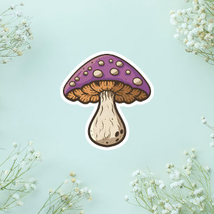 a purple cottagecore mushroom sticker