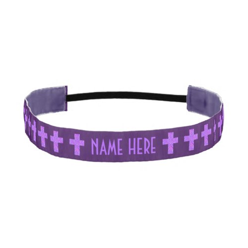 A Purple Cross Christian Symbol Faith Religion Athletic Headband