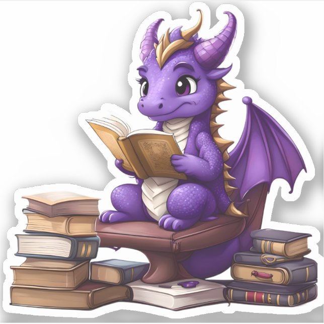 A Purple Dragon Reading Sticker (Front)