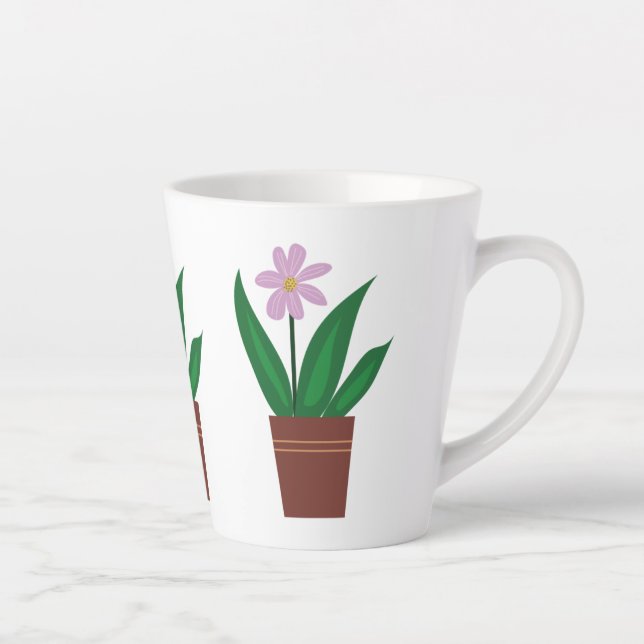 A Purple Flower In A Pot Latte Mug (Right)