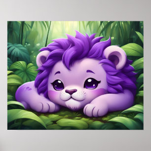 A Purple Lion Cub in the Jungle Poster