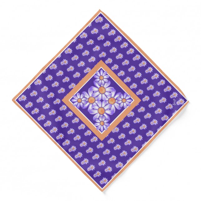 A purple paradise daisy/butterfly bandana (Front)