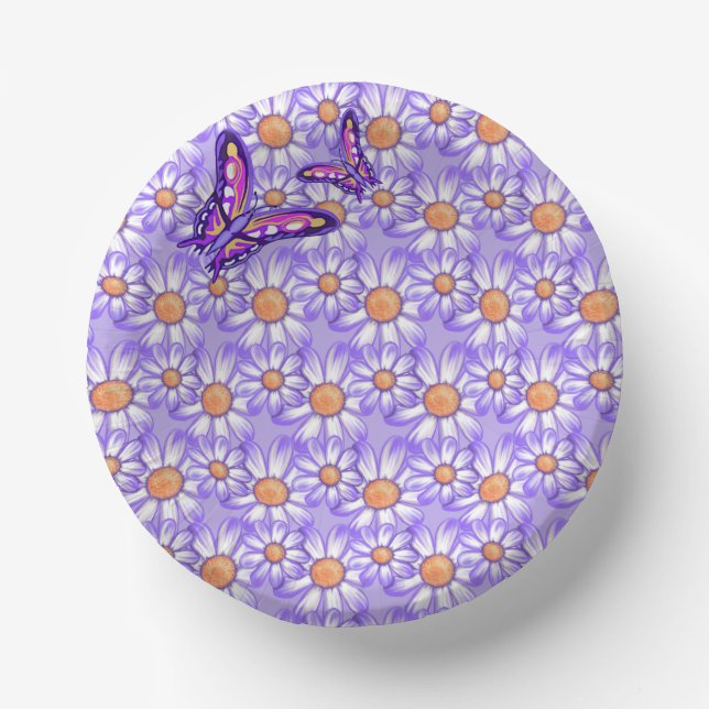 A purple paradise daisy/butterfly paper bowls (Front)