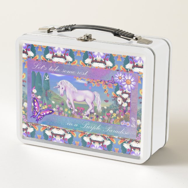 A purple paradise metal lunch box (Front)