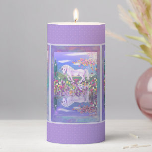 A purple Paradise Pillar Candle