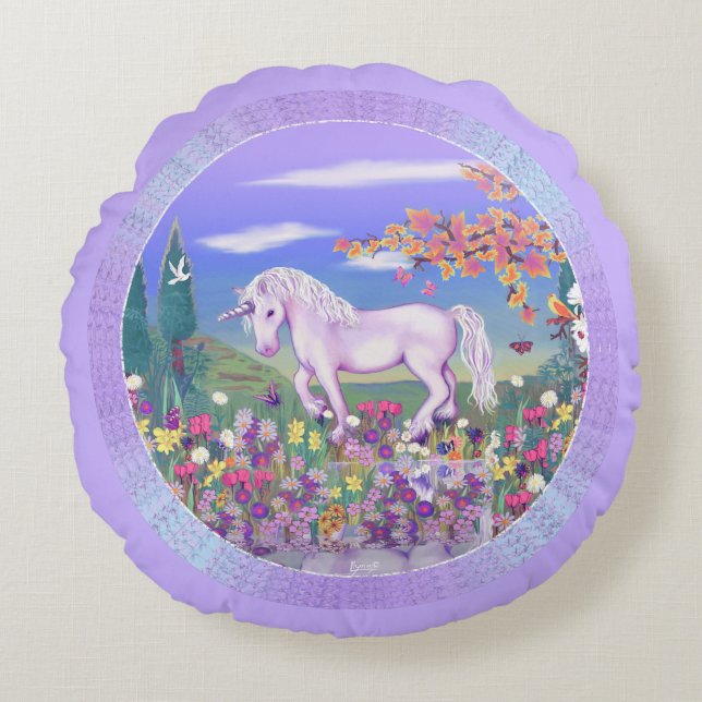 A Purple Paradise Round Pillow (Front)