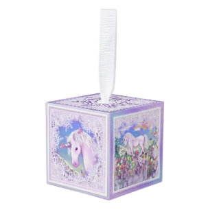 a purple paradise & snow cube ornament