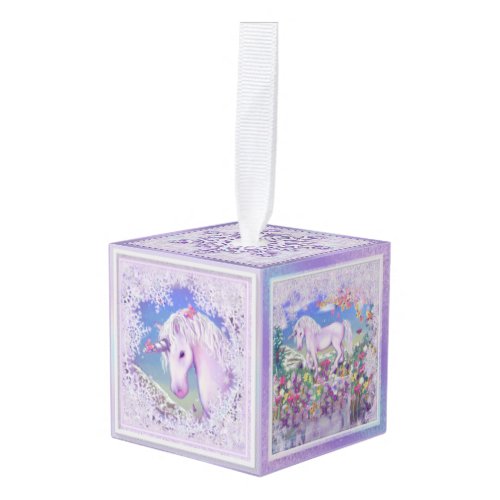 a purple paradise &amp; snow cube ornament