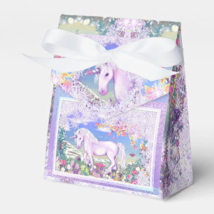 A purple paradise & snow favor boxes