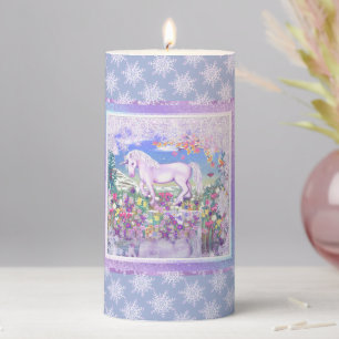 A purple paradise & snow pillar candle