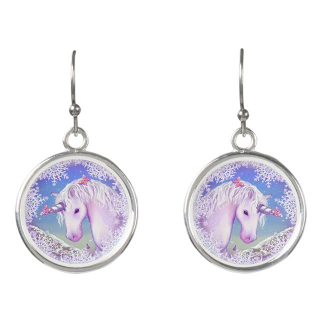 A purple paradise & snowflakes earrings (Front)