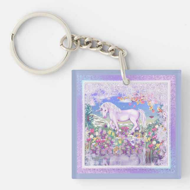 A purple paradise & snowflakes keychain (Front)