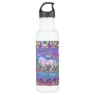 A purple paradise stainless steel water bottle