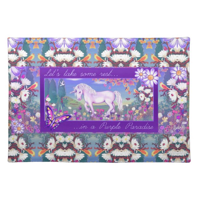 A purple Paradise Tablecloth Cloth Placemat (Front)