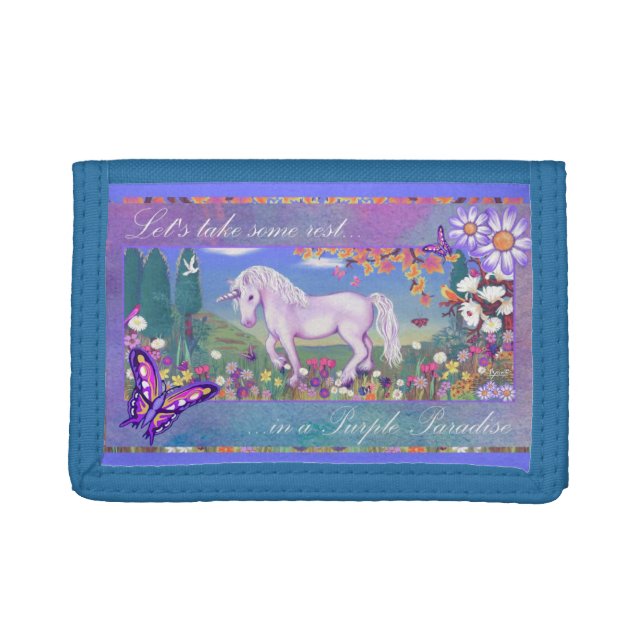A purple paradise trifold wallet (Front)