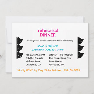 A Purrview: Black Cat Rehearsal Dinner  Invitation