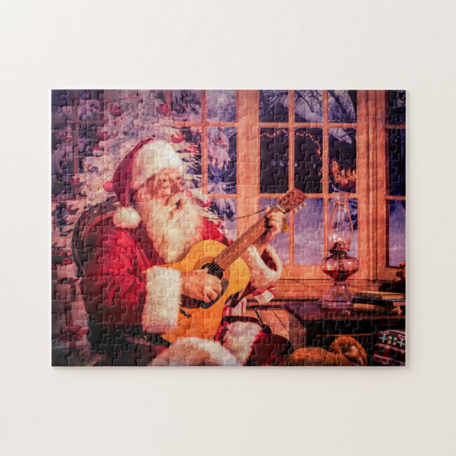 A Puzzle, Santa singing a carol Jigsaw Puzzle (Horizontal)