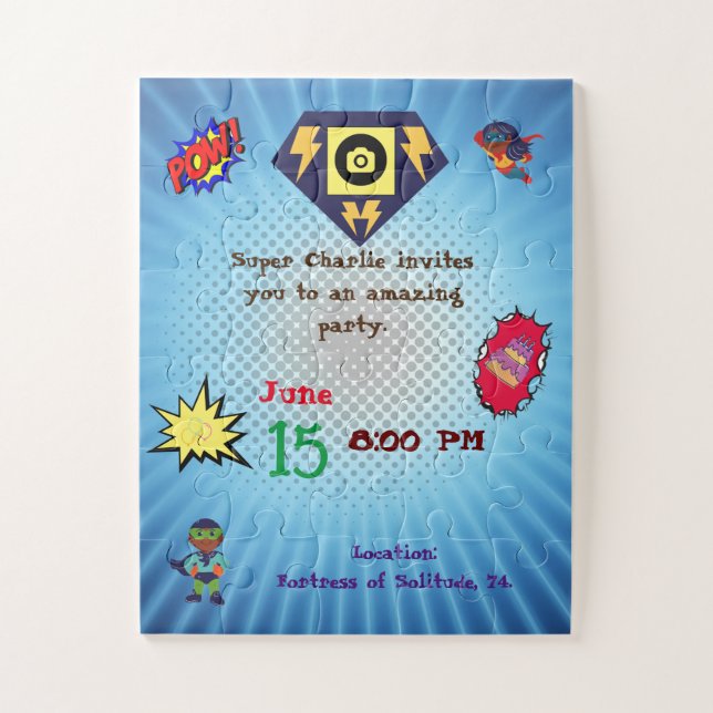 A puzzle-shaped birthday invitation. jigsaw puzzle (Vertical)