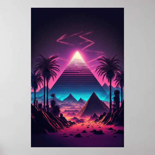 A Pyramid in the Neon Sands Poster