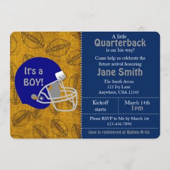 A Quarterback Is On His Way Baby Shower Invite by CardinalCreations at Zazzle