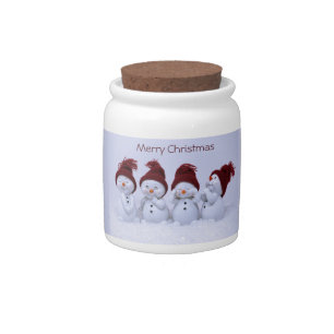 A quartet of snowmen candy jar