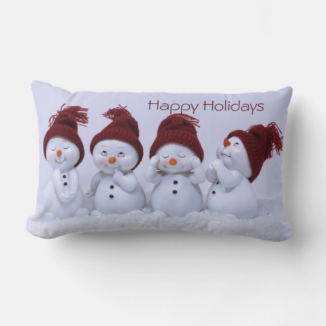 A quartet of snowmen lumbar pillow (Front)