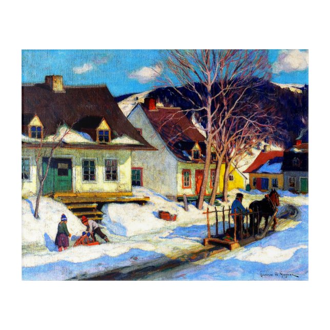 A Quebec Village Street by Clarence Gagnon Acrylic Print (Front)