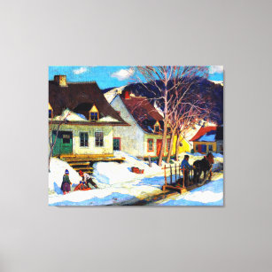 A Quebec Village Street by Clarence Gagnon Canvas Print