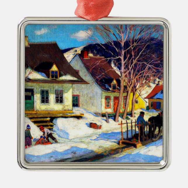 A Quebec Village Street by Clarence Gagnon Metal Ornament (Front)
