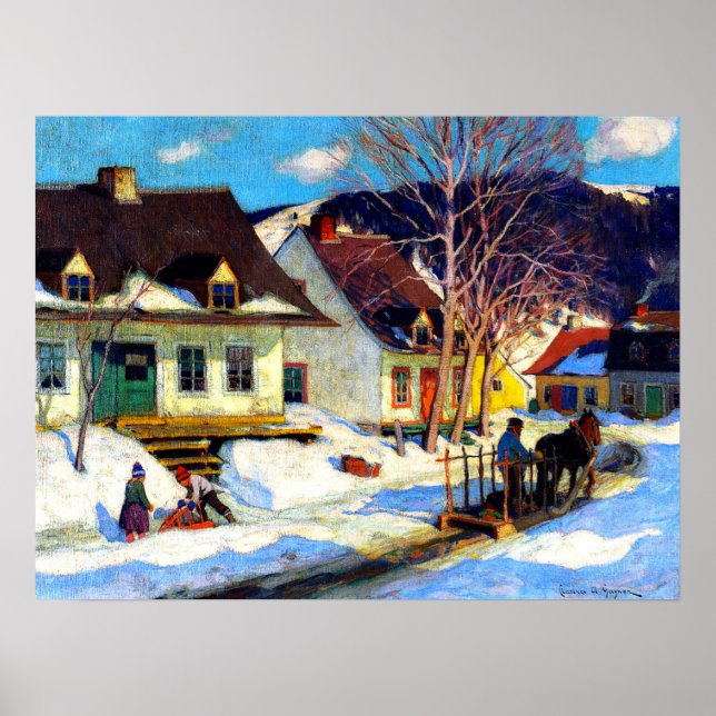 A Quebec Village Street - Clarence Gagnon artwork Poster (Front)