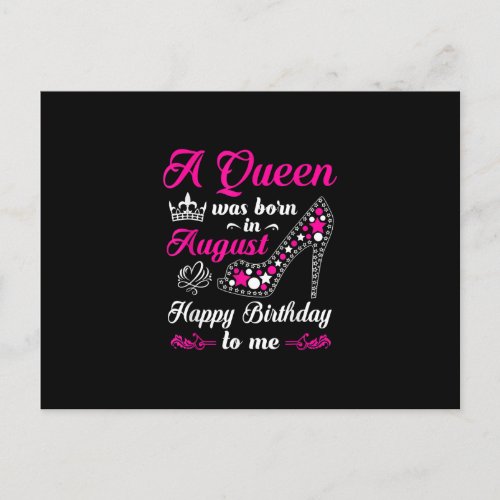 A Queen Was Born In August Birthday Women Announcement Postcard