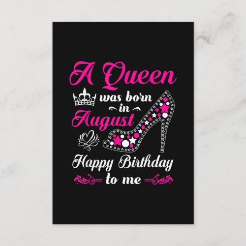 A Queen Was Born In August Birthday Women Enclosure Card