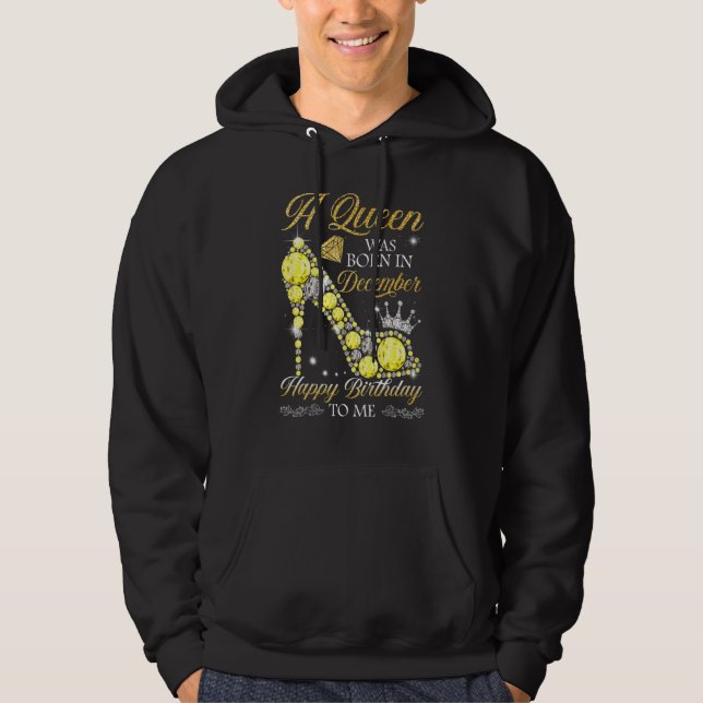 A Queen Was Born In December Funny Bling High Heel Hoodie (Front)