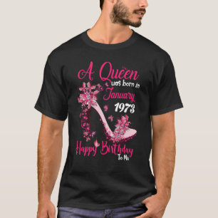 A Queen Was Born In January 1973 High Heel 50th Bi T-Shirt