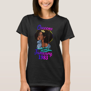 A Queen Was Born In January 1983  40th Birthday T-Shirt
