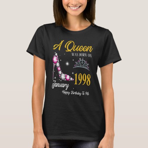 A Queen Was Born In January 1998 High Heel 25th Bi T_Shirt